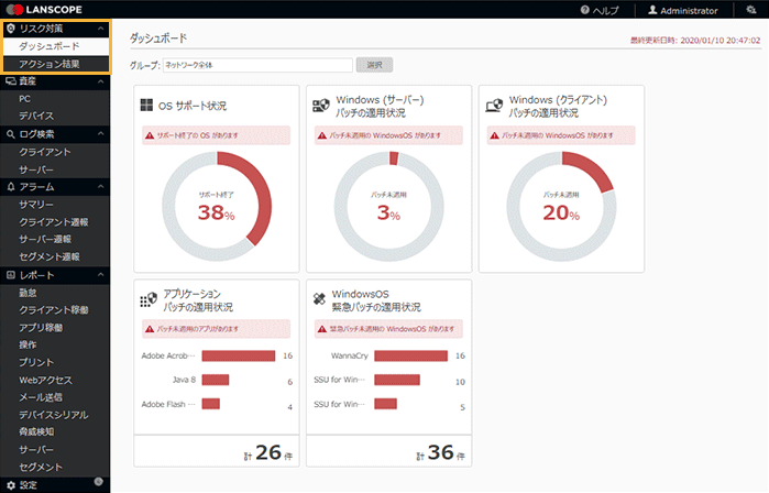 「ダッシュボード」画面