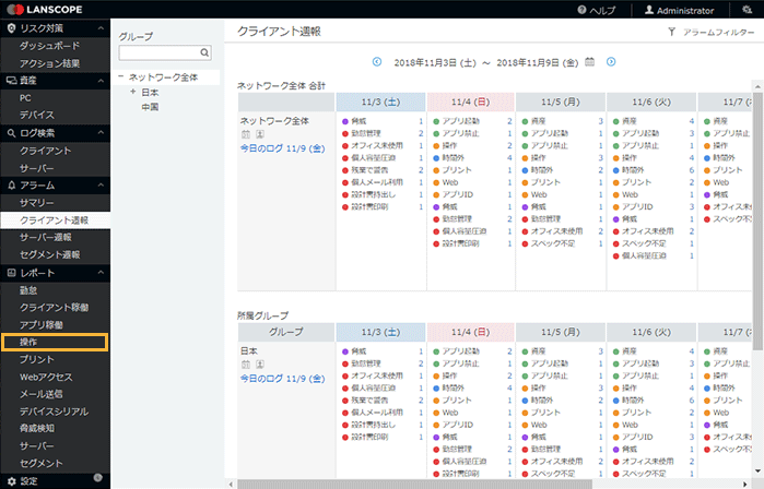 「クライアント週報」画面